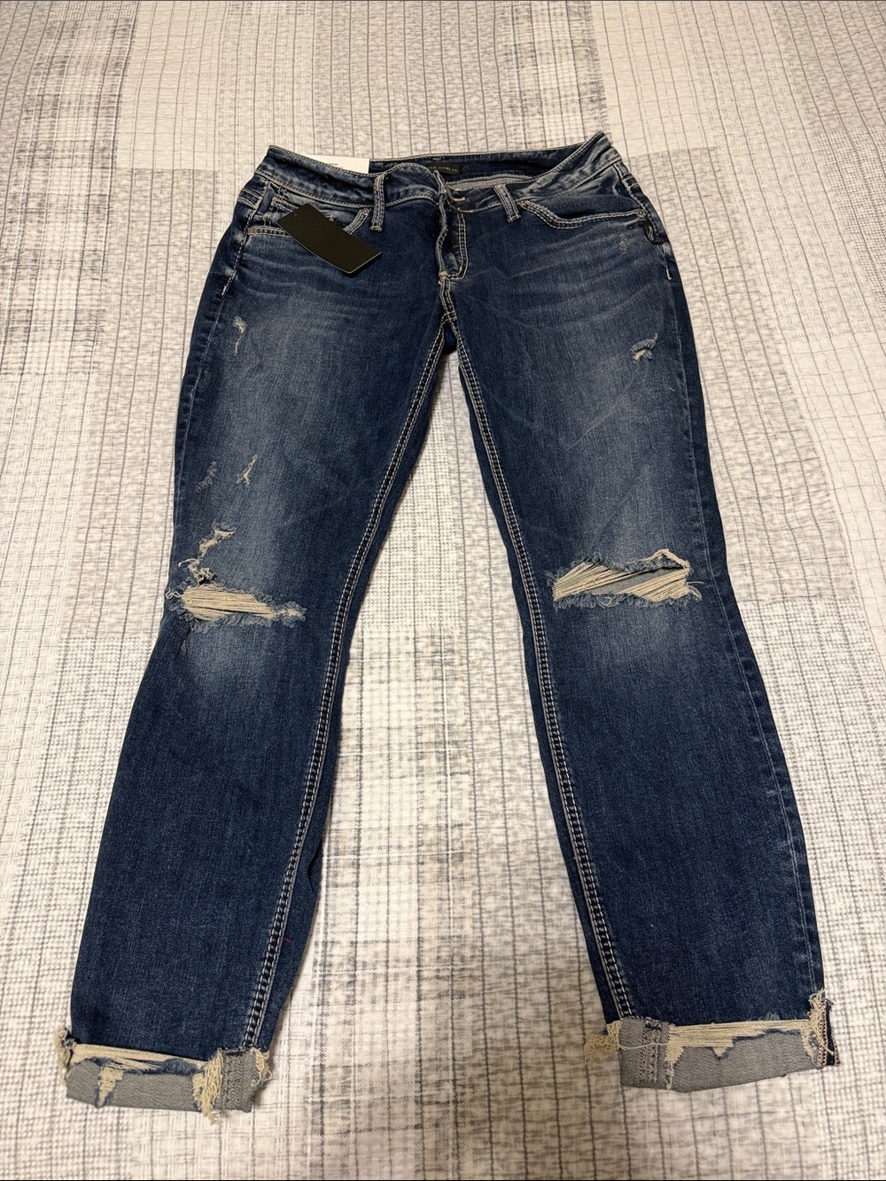 Silver size 29 slim leg mid-rise boyfriend blue jeans NWT